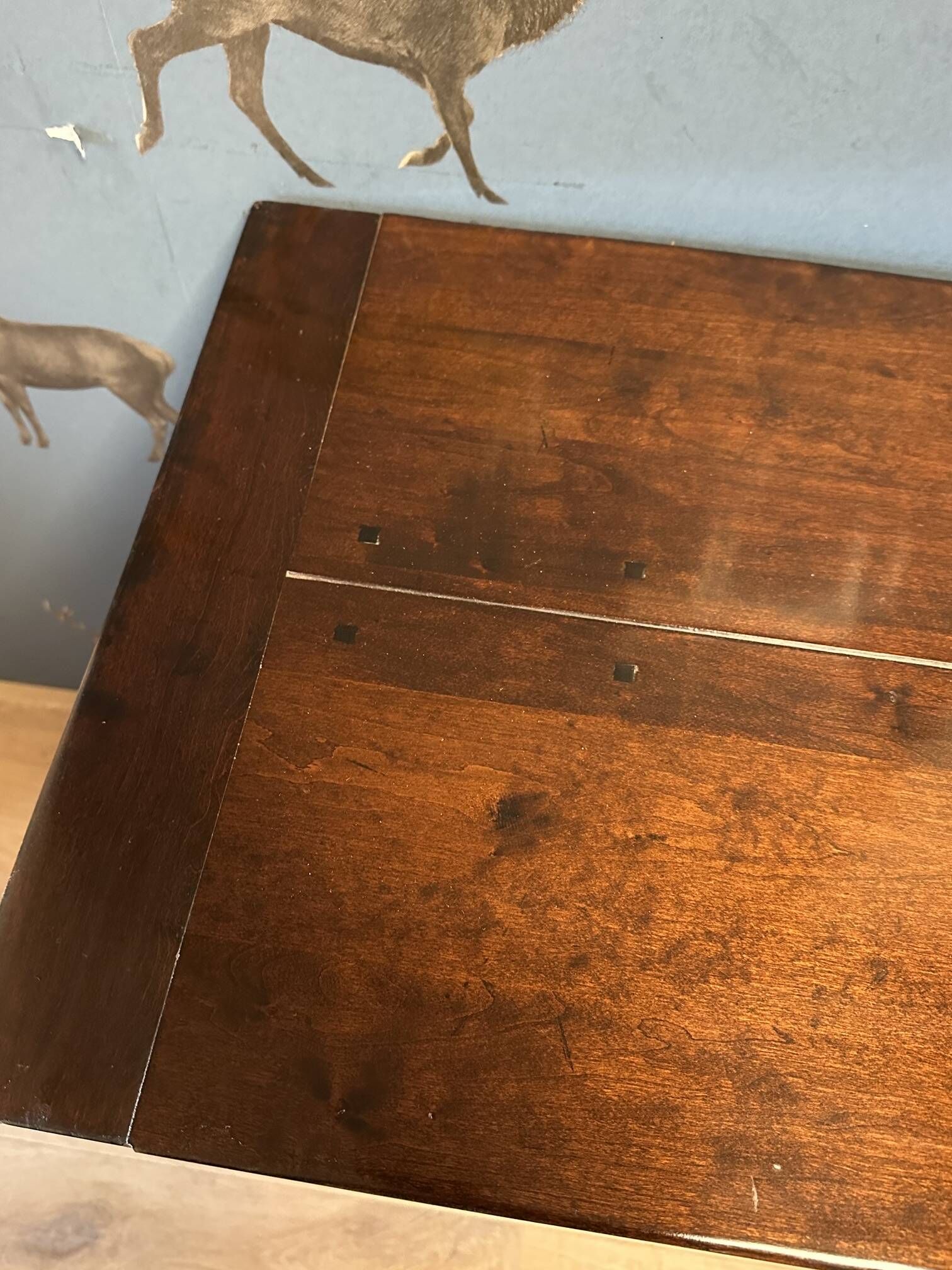 Console table in cherry wood with 3 drawers