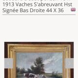 Watering cows painting signed E. Debat Ponsan 1906