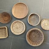 Wall composition of 7 wicker baskets