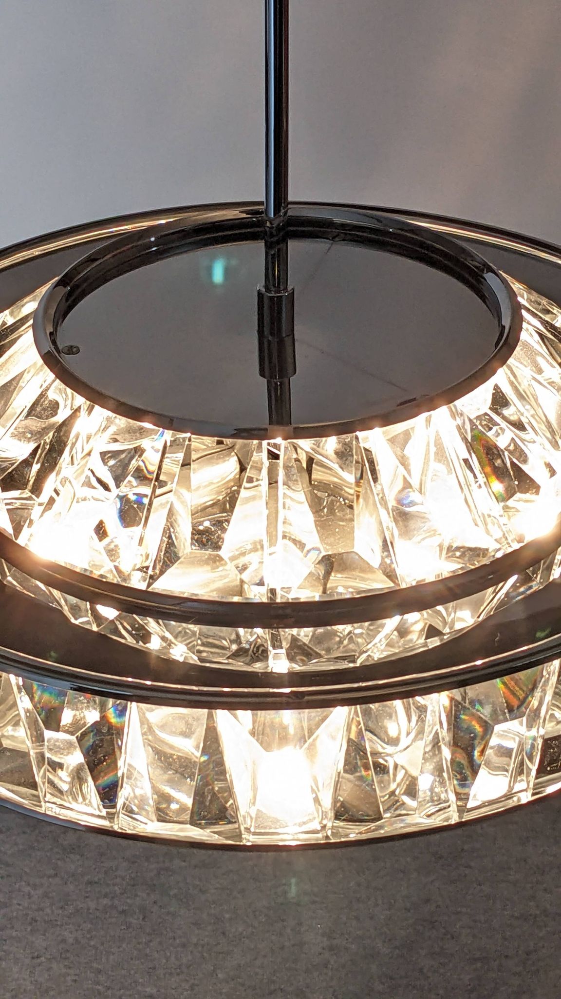 Lustre soucoupe en cristal Maison Kinkeldey, Autriche vers 1970