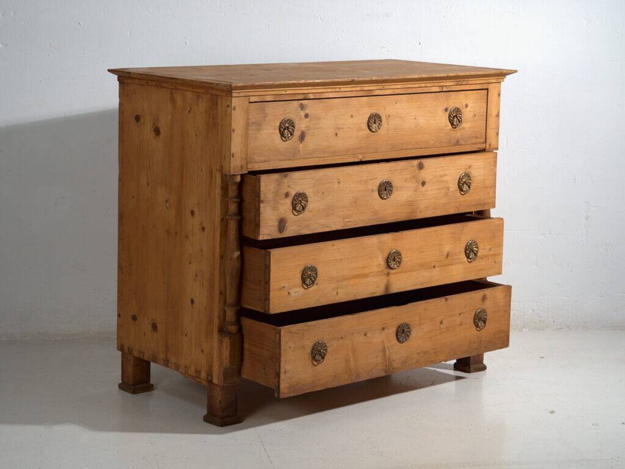 Antique solid pine chest of drawers – European rustic chest of drawers – circa 1900