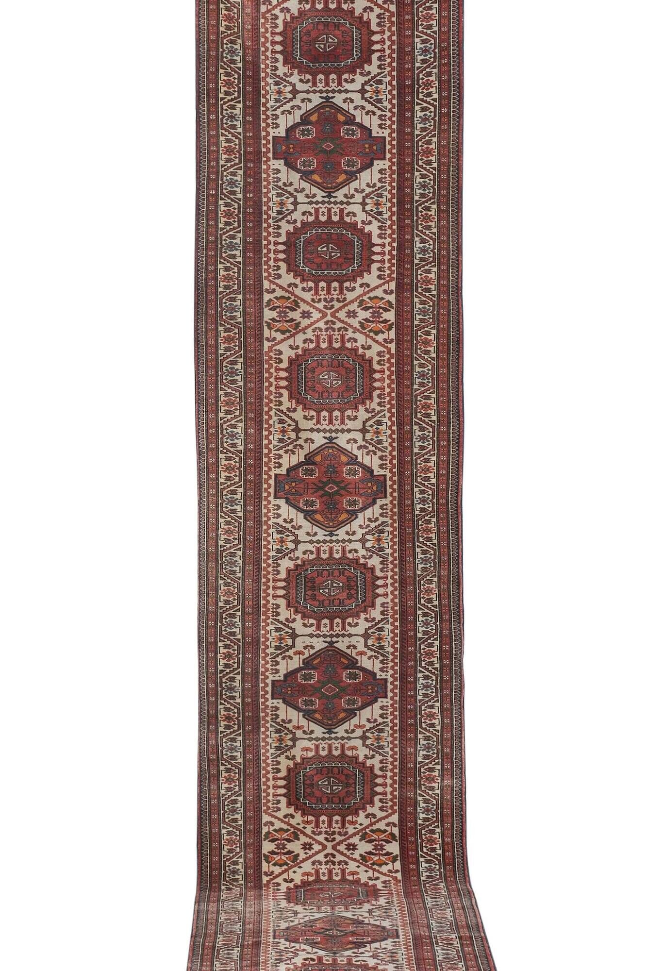 Vintage Turkish hallway rug 90x414 cm