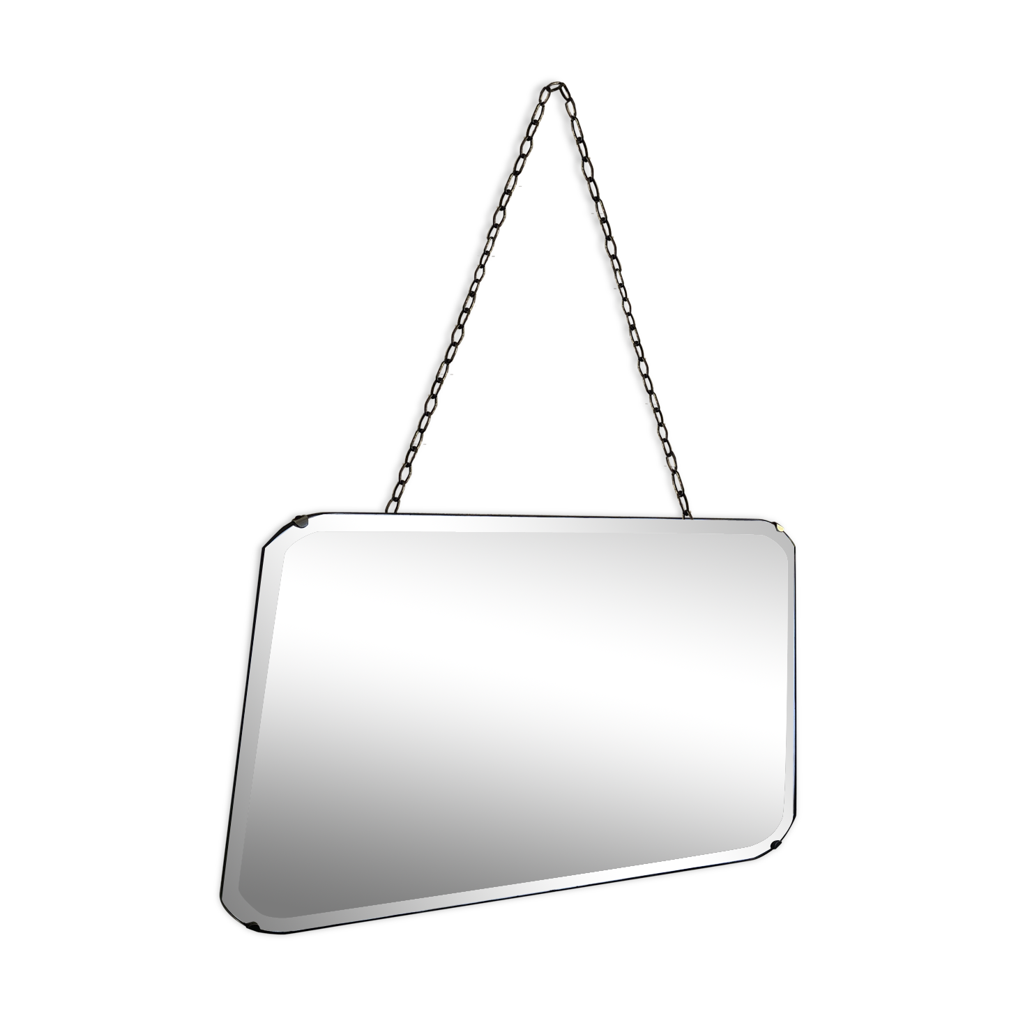 Miroir biseauté anglais vintage 1930 - 50 x 30 cm