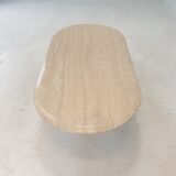 Table basse ovale italienne en travertin, années 1980