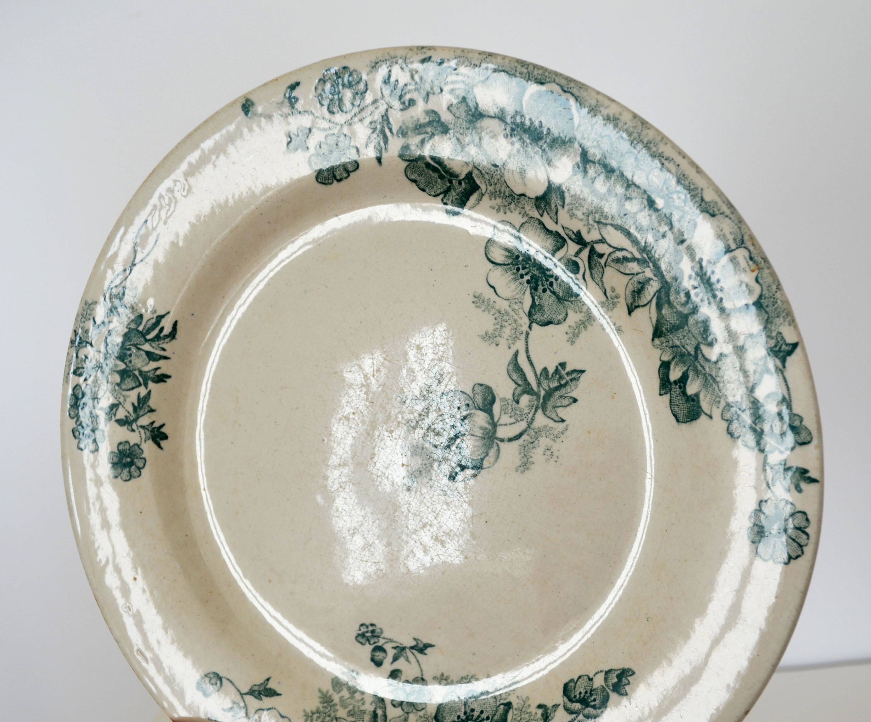 4 flat plates "Anemones" iron earth