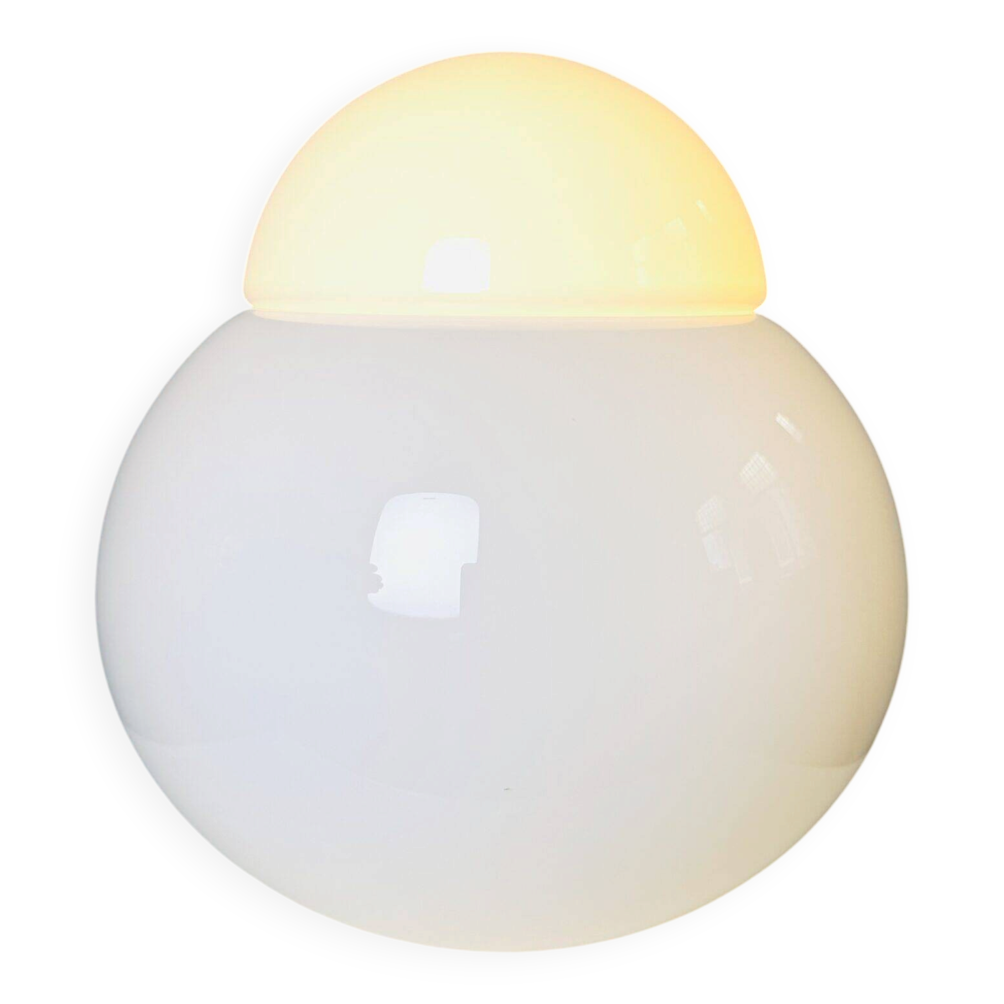 Daruma Model 5028/3 Milk Glass Sphere By Sergio Asti For Candle Milano, Italy 1980S