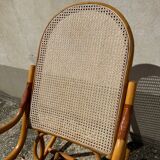 Thonet style rocking chair in bent beech wood and vintage canework