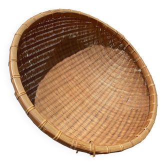 Large panière ronde en rotin