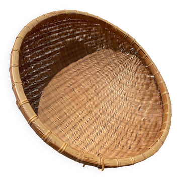 Large panière ronde en rotin