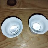 Pair of antique glass egg cups – Floral & insect decoration – Po