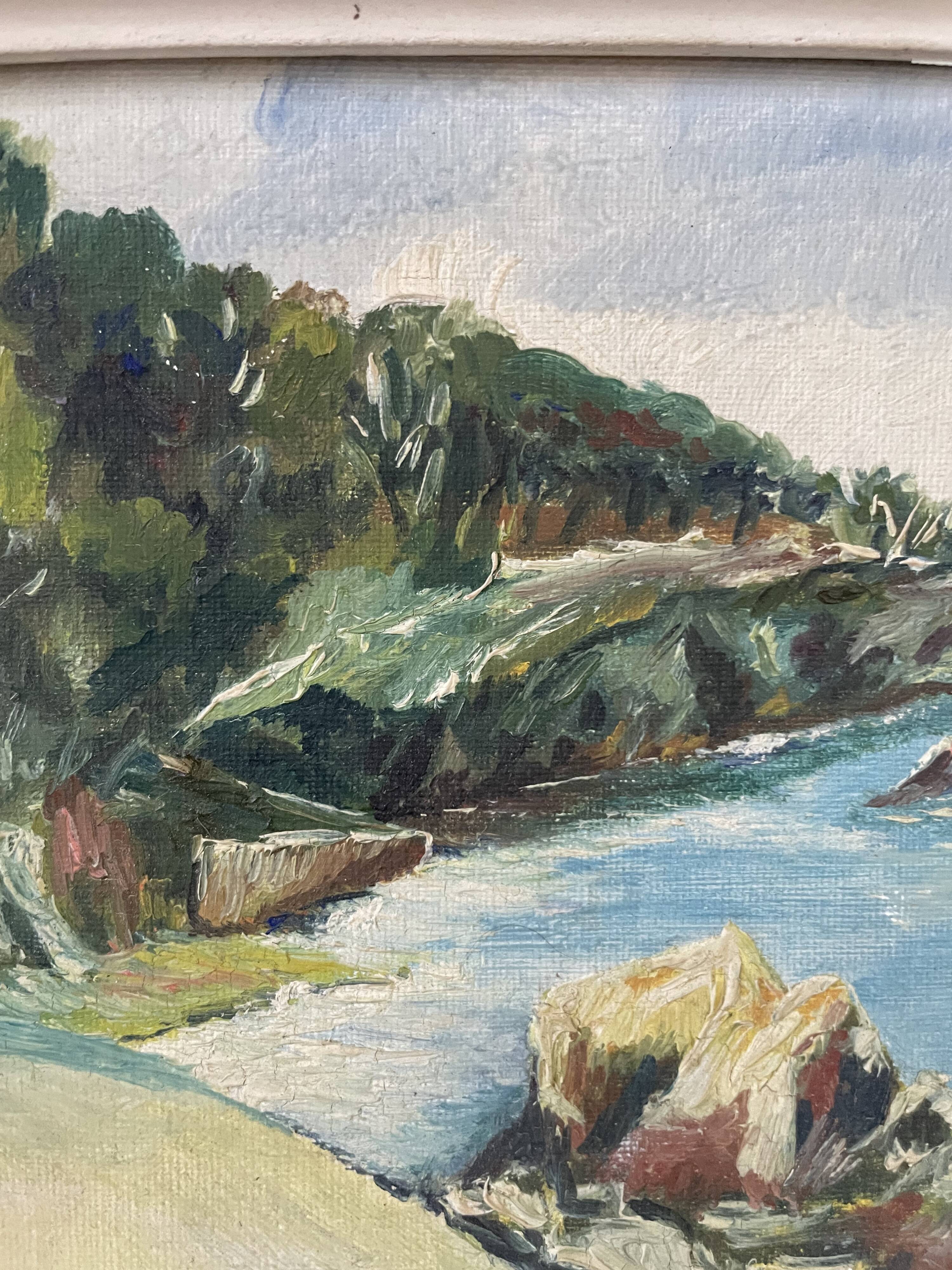 Oil on wood Mediterranean Sea J.Bellemont