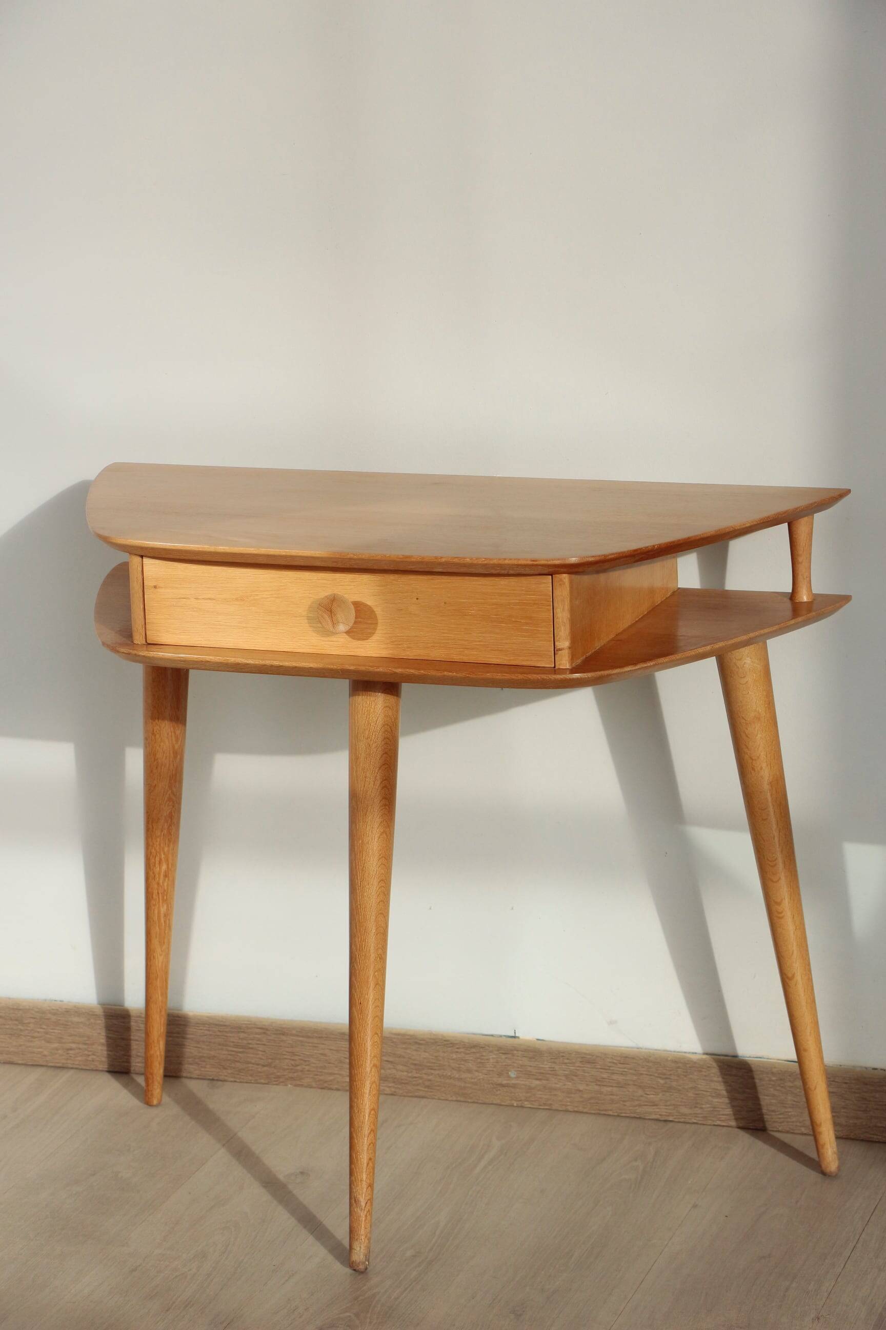 Solid oak tripod console table – vintage & restored