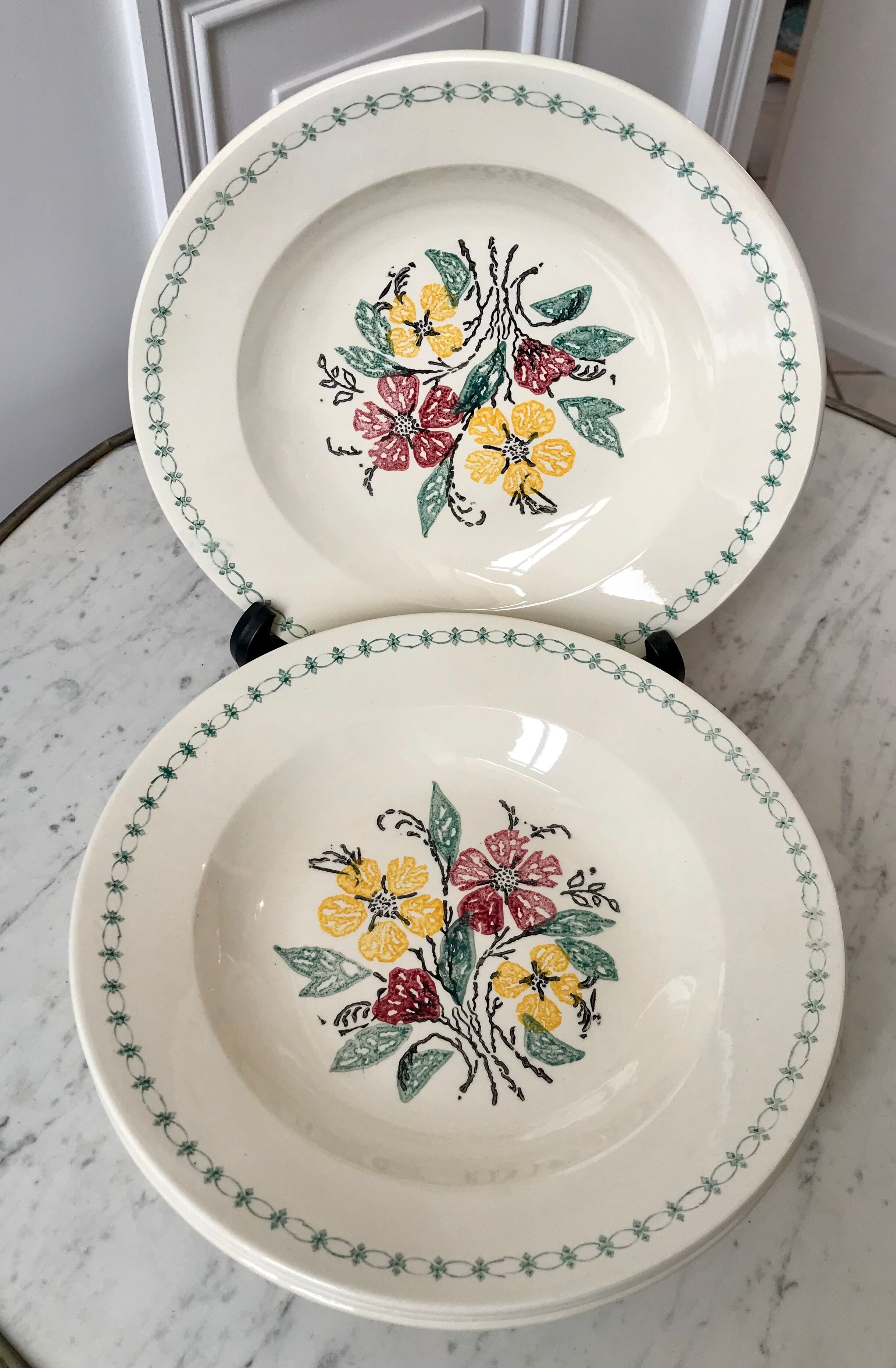 Lot de 6 assiettes creuses Digoin Sarreguemines années 40