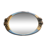 Pretty oval mirror gilded and blue frame 64x43cm