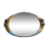 Joli miroir oval cadre doré et bleu 64x43cm