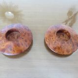 Pair of Scandinavian candlesticks in elm burl