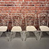 Wrought iron garden set painted white