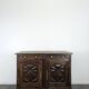 Buffet bas Louis XIII en chêne à pointes de diamant deux portes
