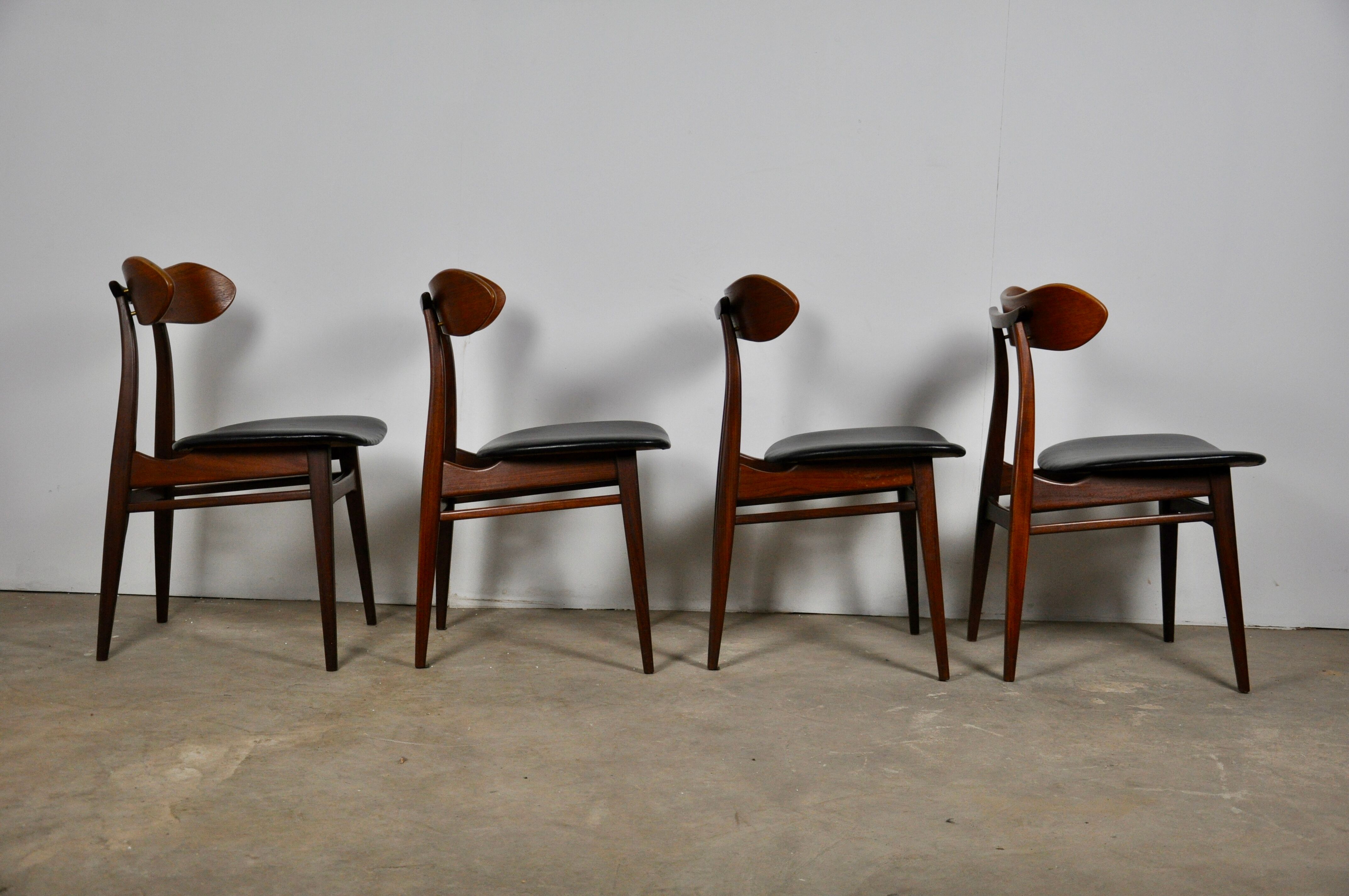 Dining table chairs by Louis van Teeffelen for Webe, 1950s, set of 4