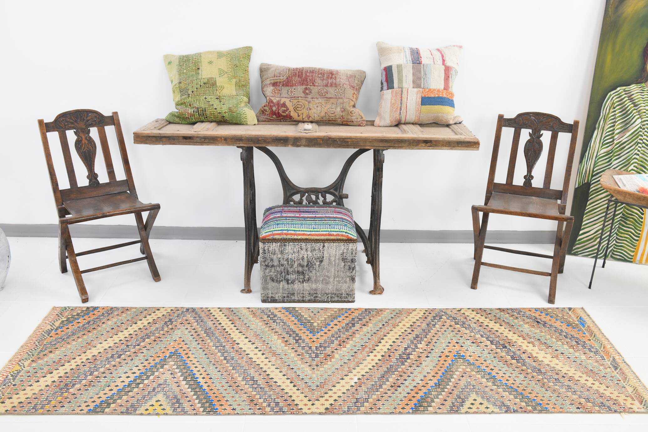 2x8 Colorful Soft Color Kilim Runner Rug, 73x255Cm SK 33035