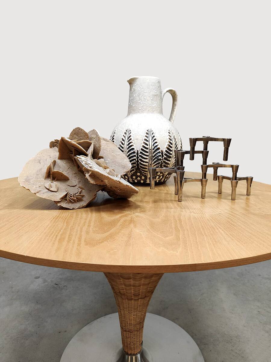 Vintage Italian Tito Agnoli wicker dining table Bonacina Pierantonio