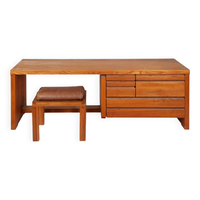 Pierre chapo, coiffeuse, tabouret et pouf 1989