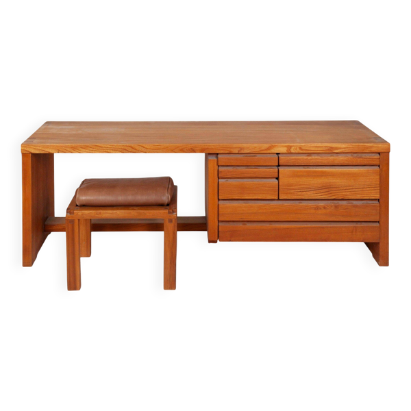 Pierre chapo, coiffeuse, tabouret et pouf 1989 — Beyit