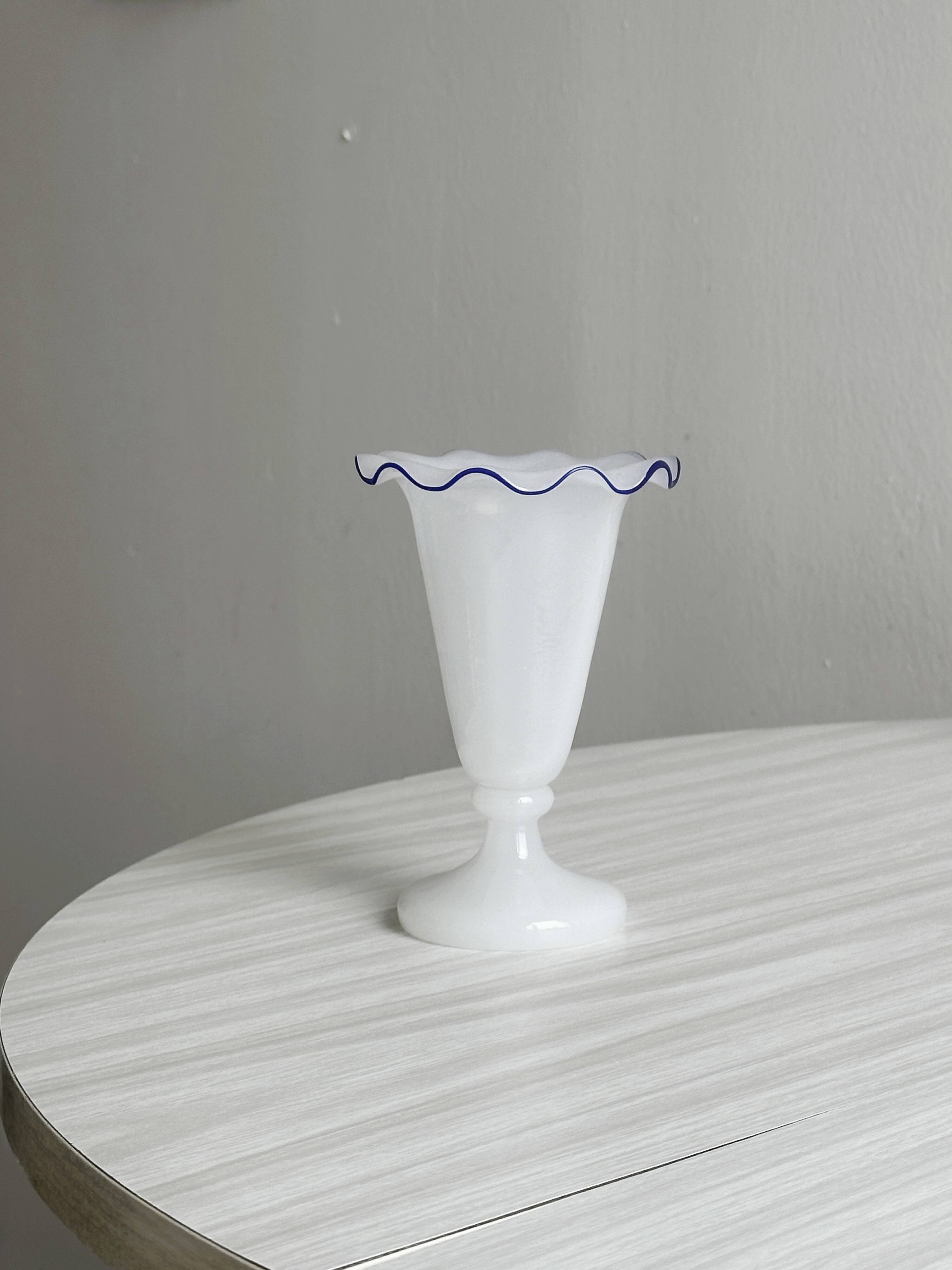 Pair of antique white opaline vases