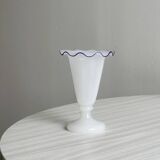 Pair of antique white opaline vases