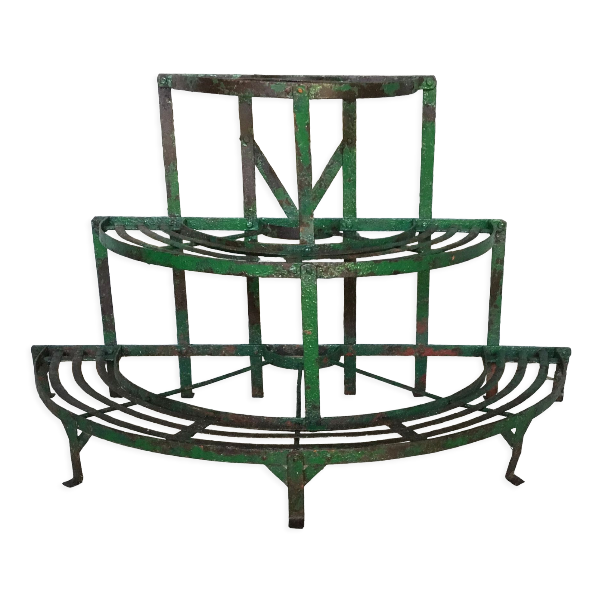 Metal half-moon plant holder - twentieth century