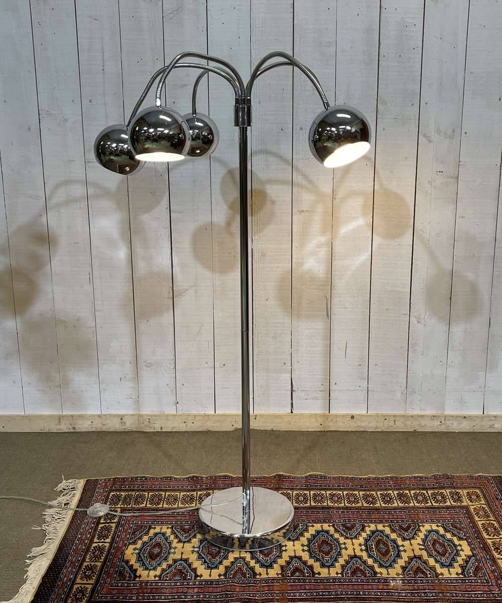 1980s chrome floor lamp with 5 adjustable branches