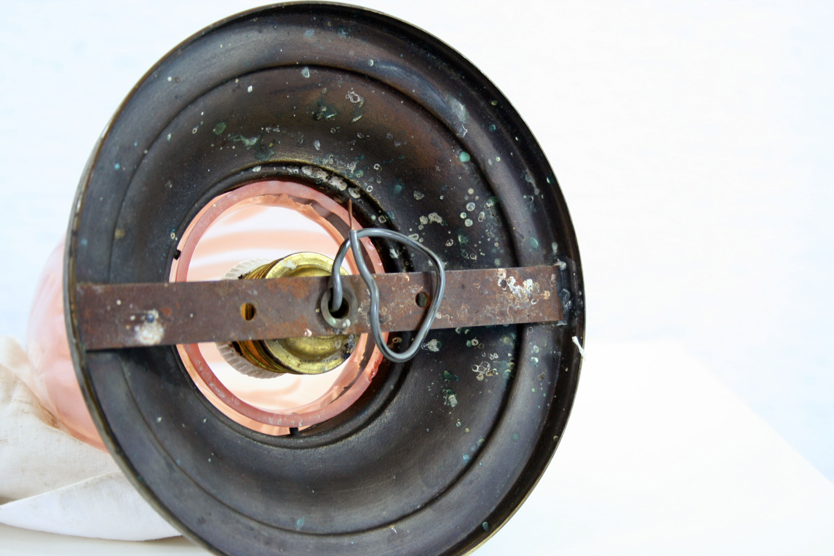 Glass and brass ceiling lamp 50s