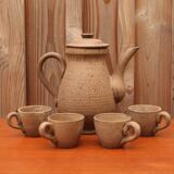 Service à café en grès Vallauris, 4 tasses et cafetière