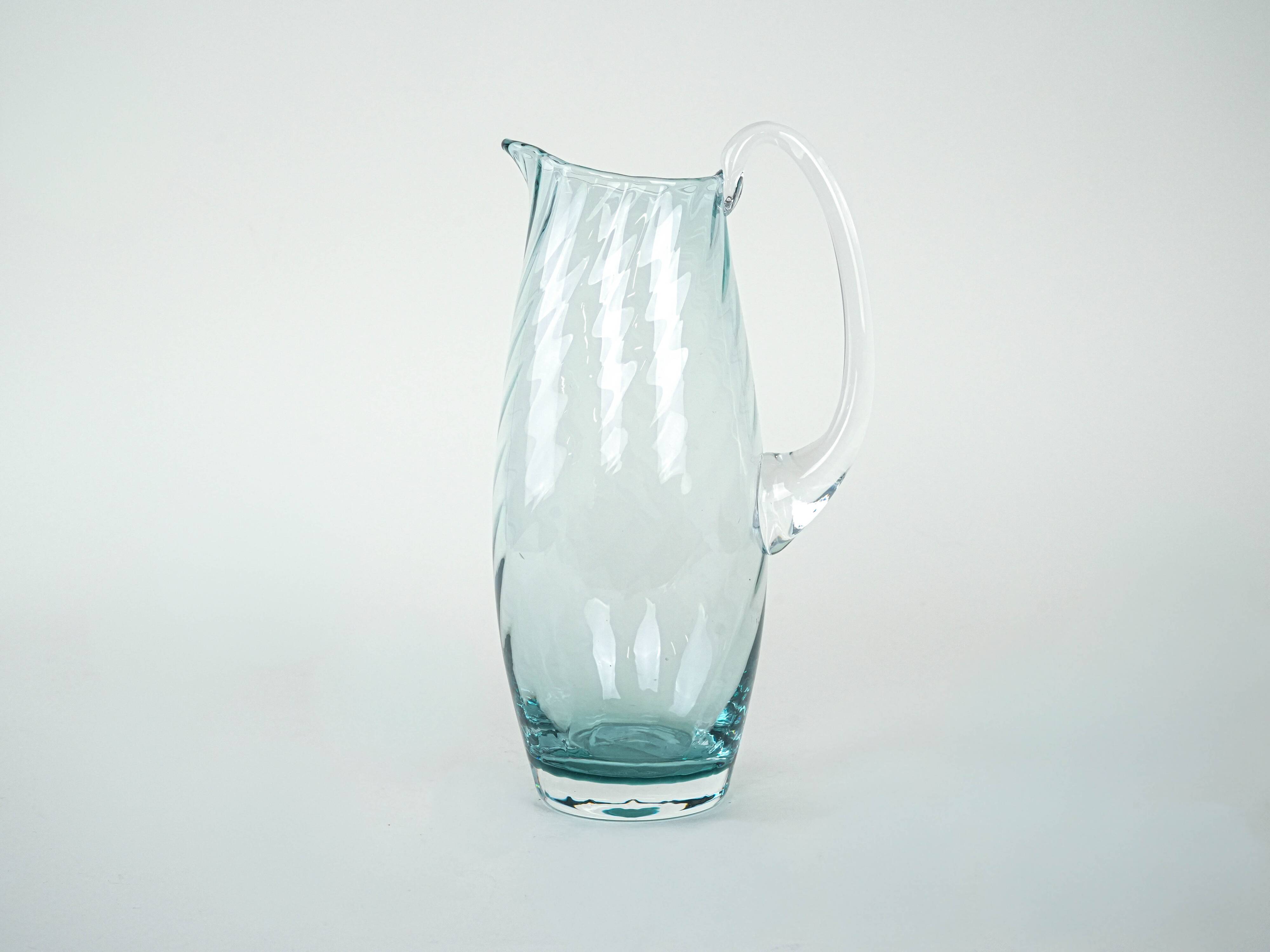 Glass jug, Italian design, 1970s, made in Italy