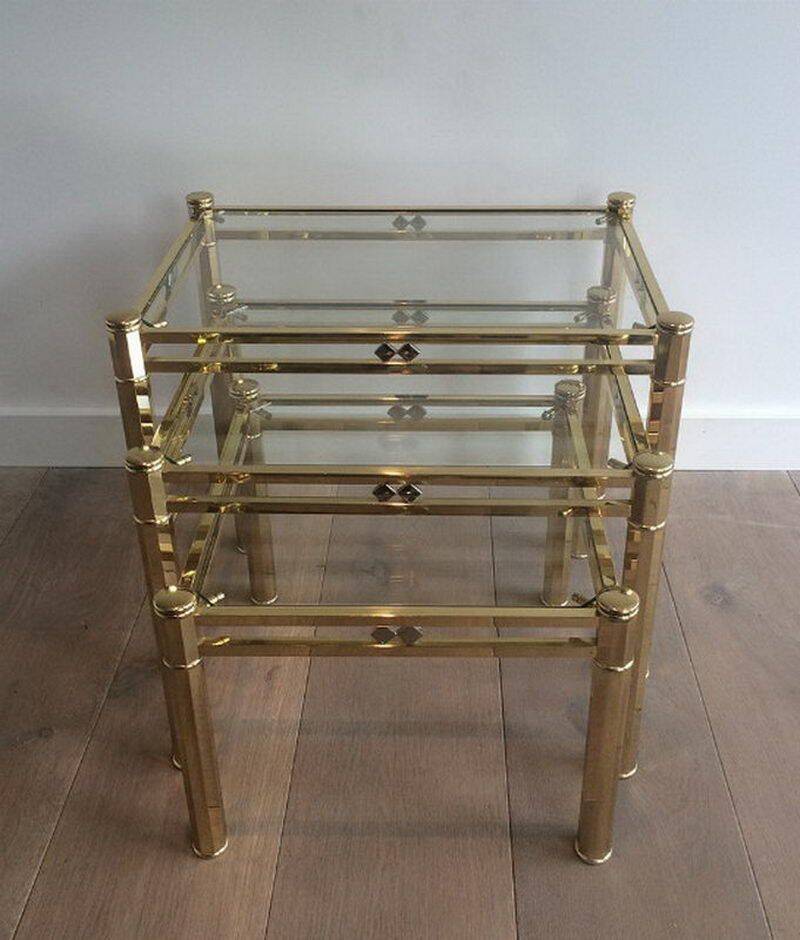 Set of 3 nesting brass tables