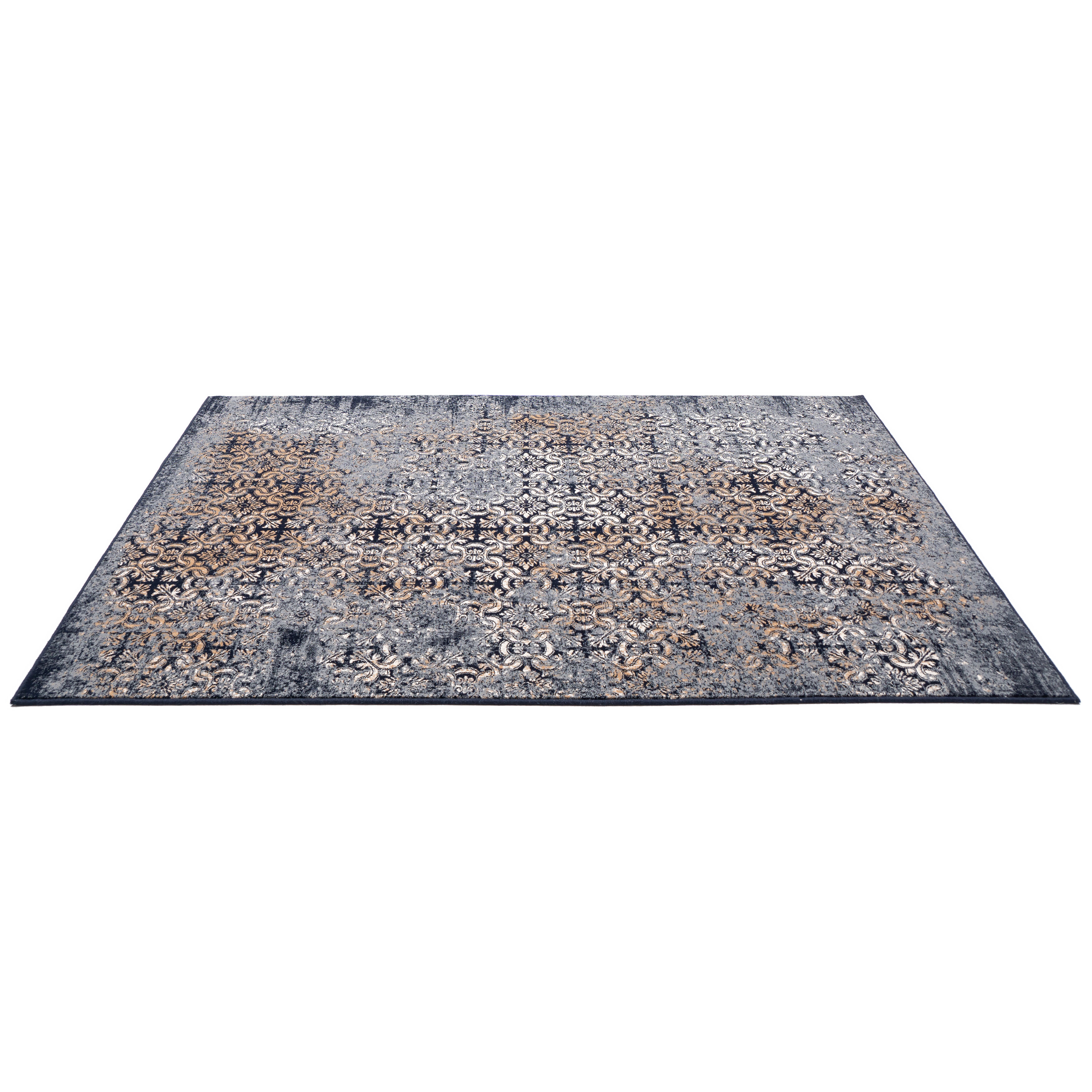 Gold blue wool rug