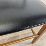 Six Scandinavian-style teak and leather dining chairs