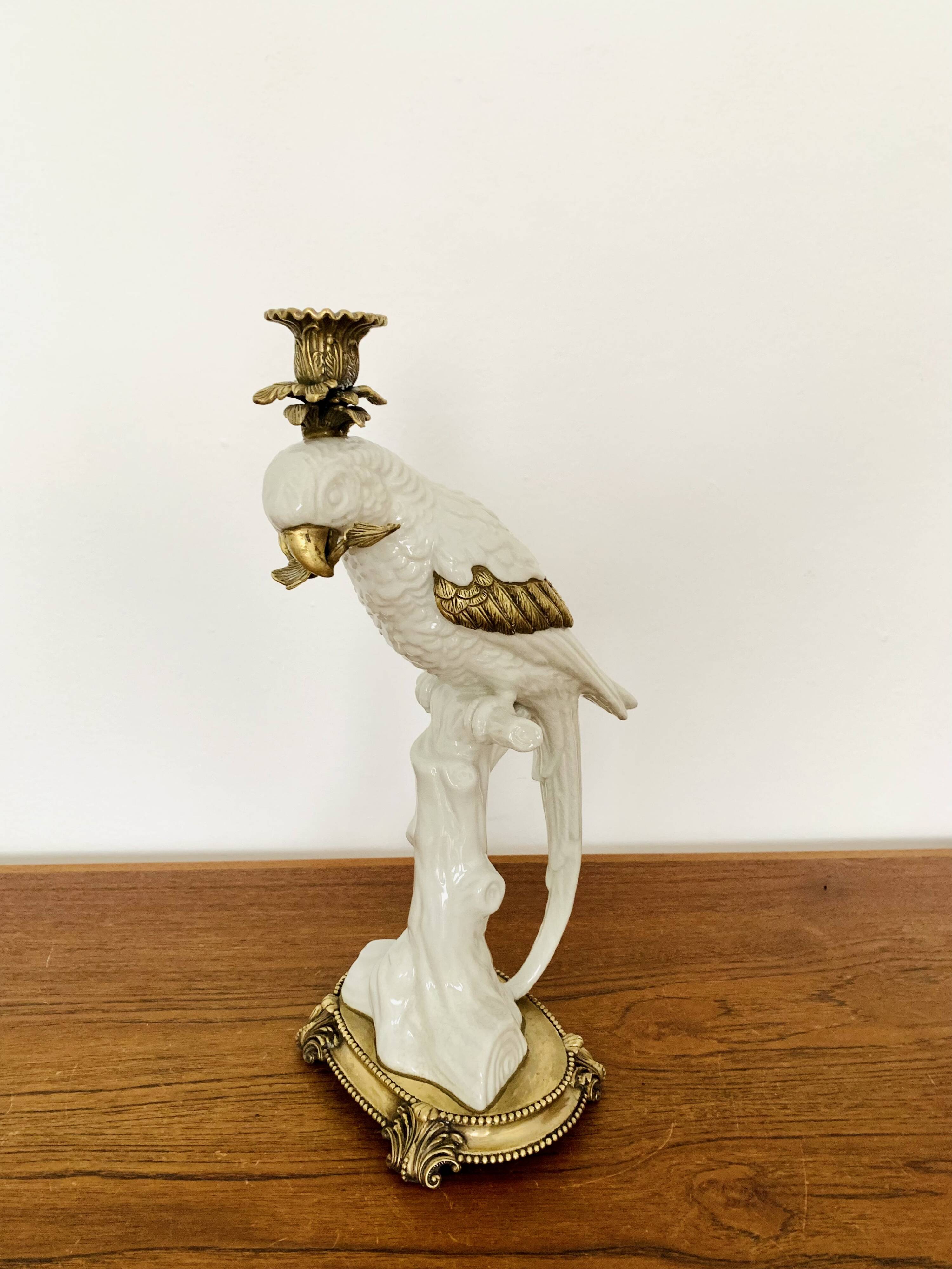 Bougeoir perroquet en céramique