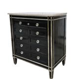 Commode Art Déco à 9 Tiroirs En Laque Et Bronze Nickelé