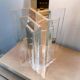 Large glamorous 1970s brass & lucite architectural table lamp