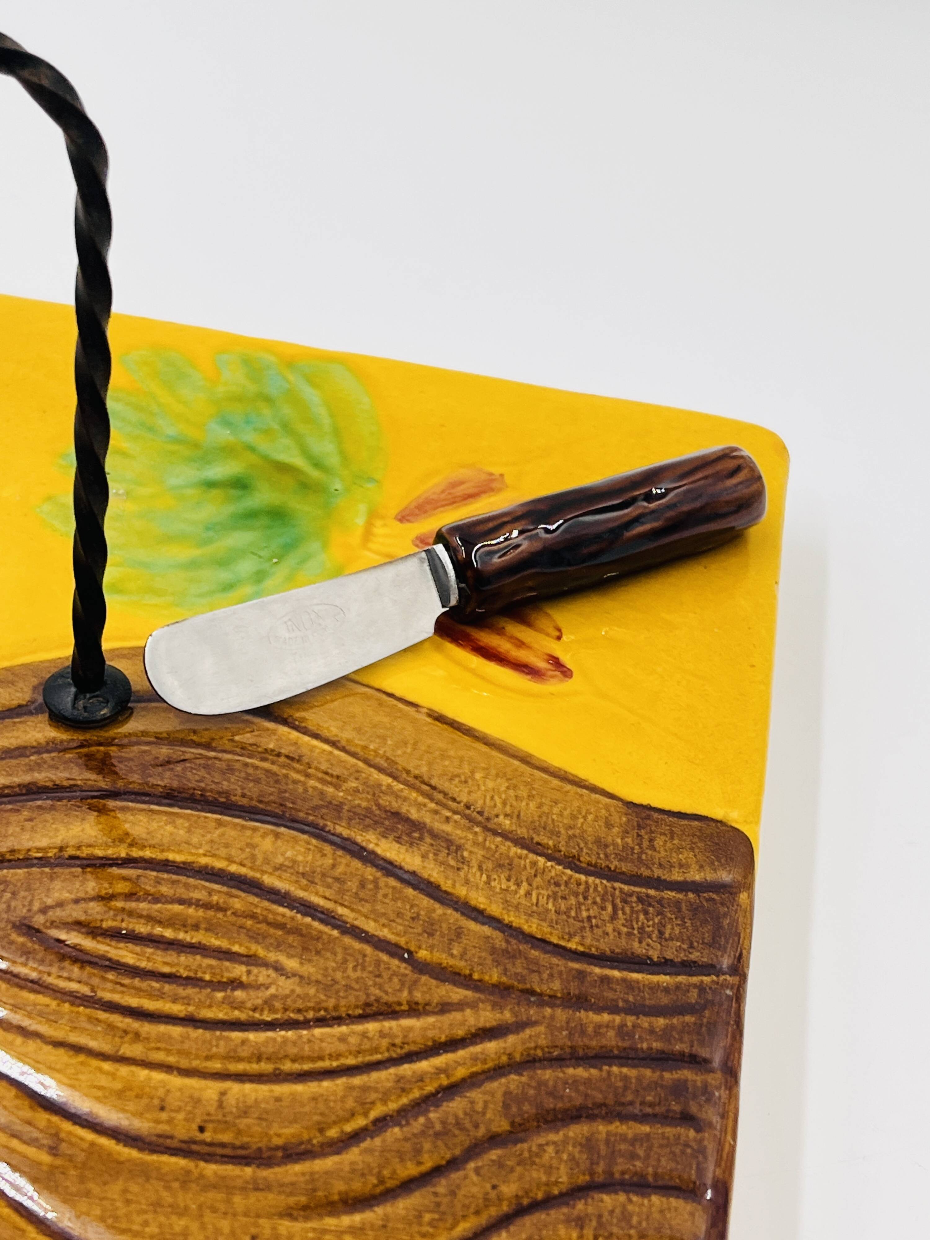 Square cheese board with knife Vallauris