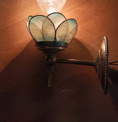 Wall lamp Lotus flower petal mother-of-pearl patinated chrome metal base dp 1123672