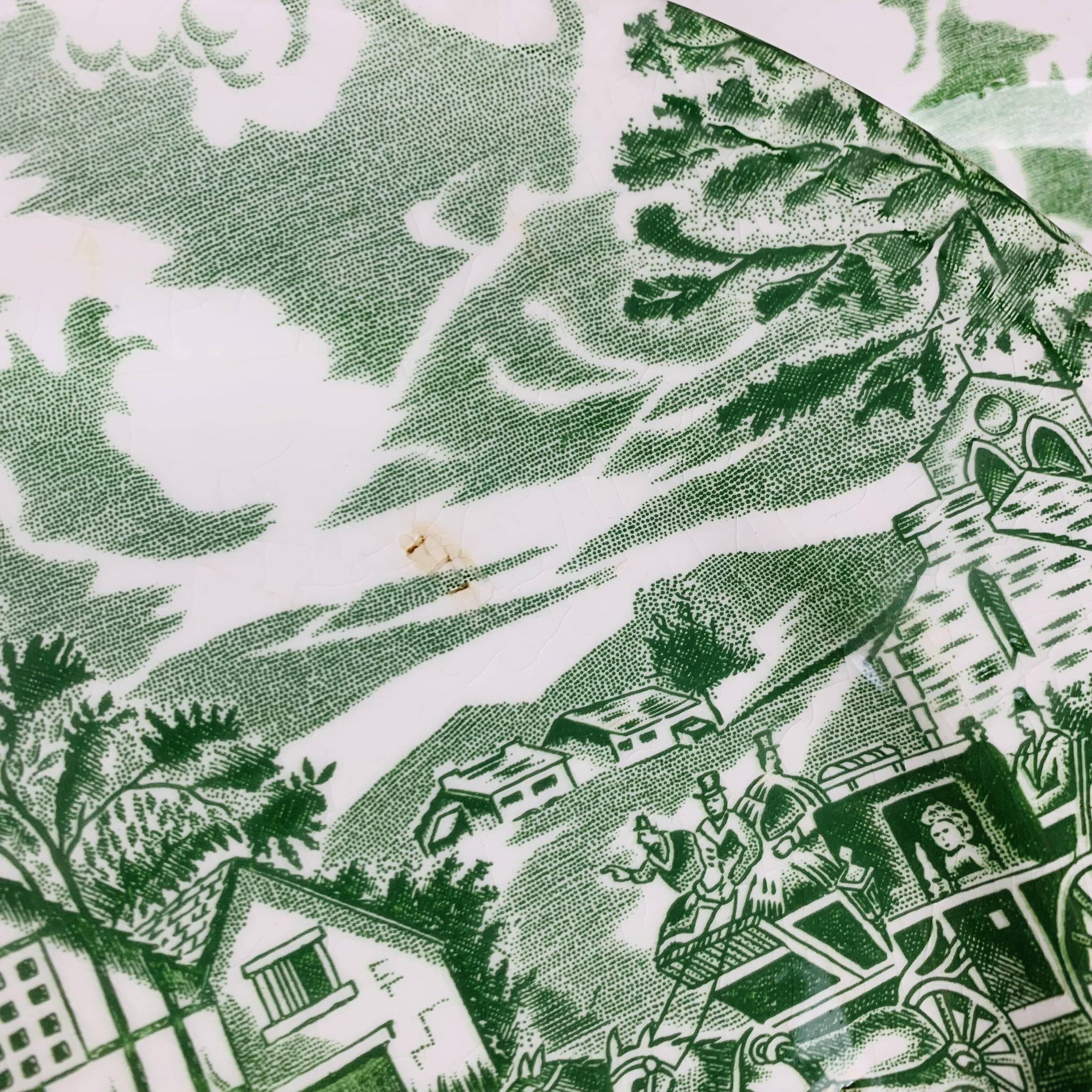 10 English Style Luneville green plates