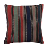 Striped Wool Kilim Pillow Cover, Handwoven Traditional Scatter Cushion- 39x39cm
