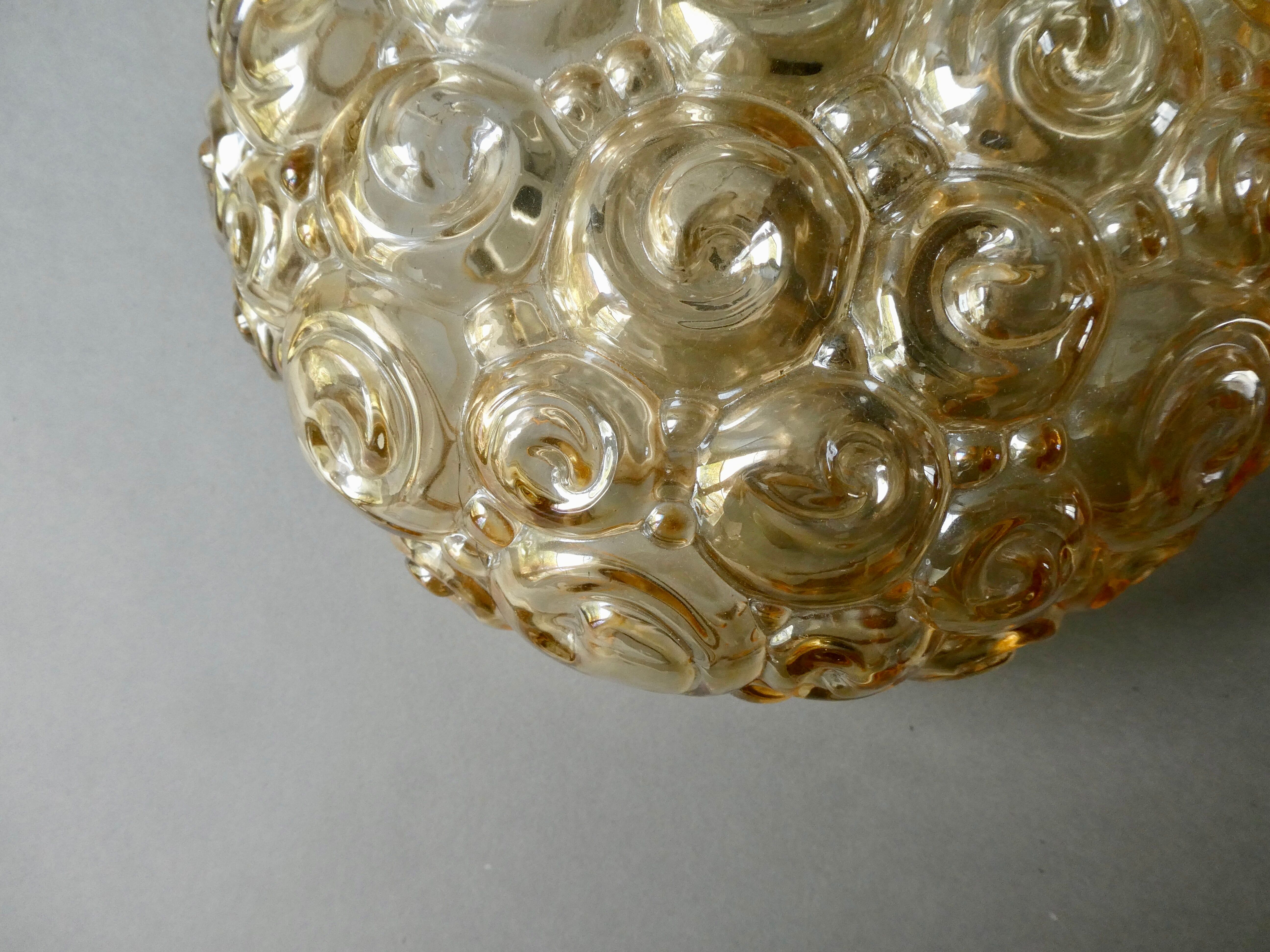 Ceiling lamp in amber glass from the 70s