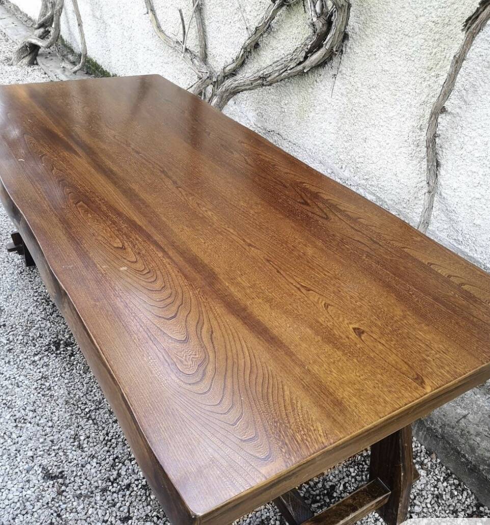 Large table and 2 benches brutalist design Olavi Hänninen