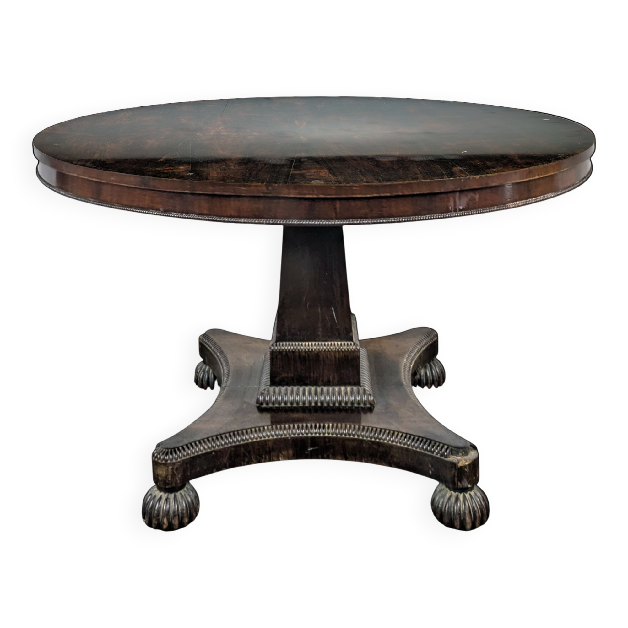 English guéridon table with a tilting top in mahogany, late 19th century.