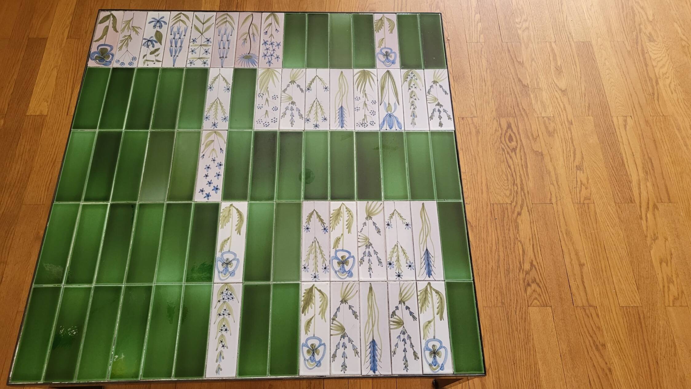 Roger Capron table in glazed green ceramic, France, vintage design.