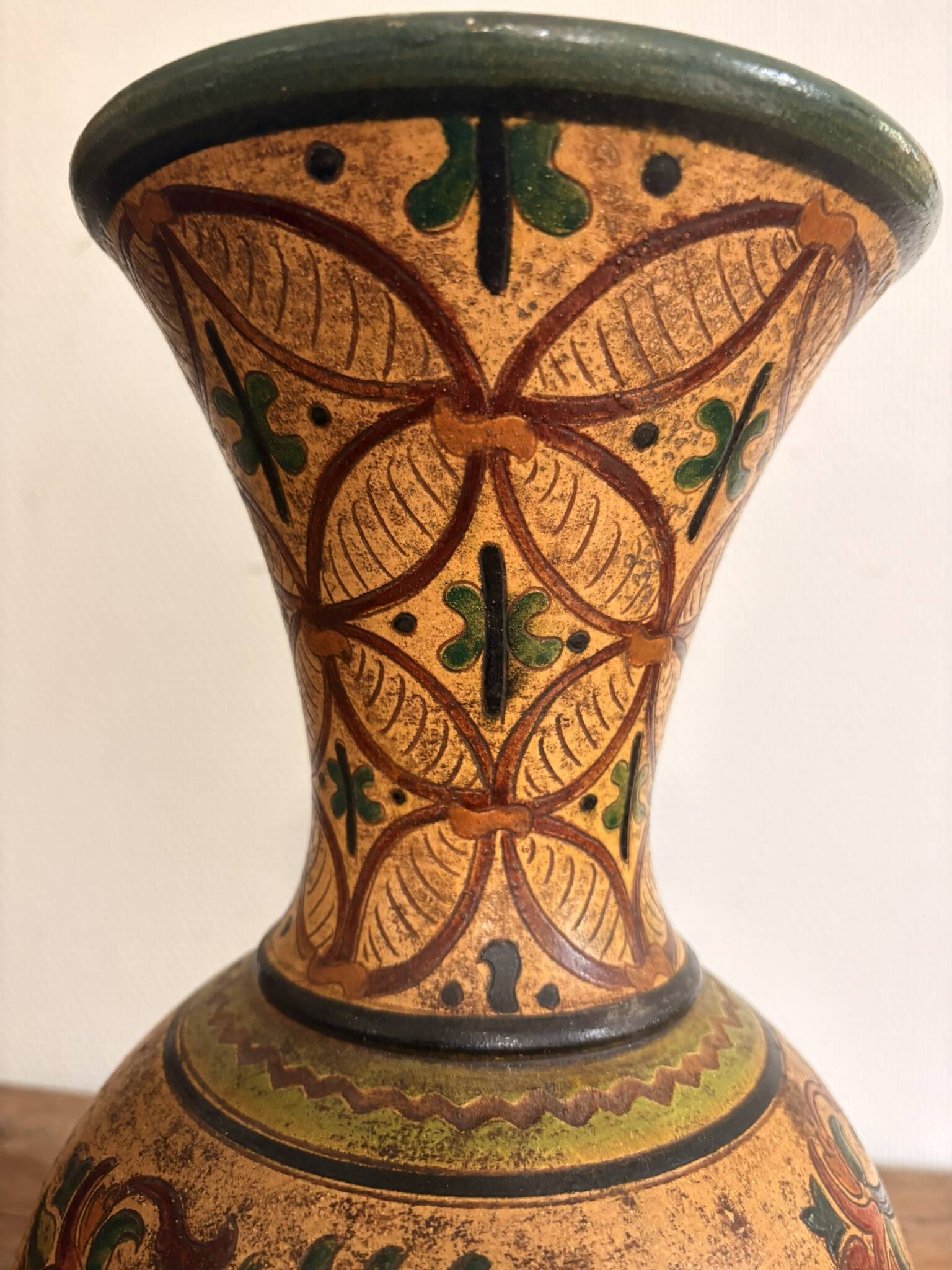 Ceramic Vase Montopoli Italy Sgraffito Tuscany Vintage