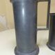Set of 6 Fleur de Lys pewter measuring pots